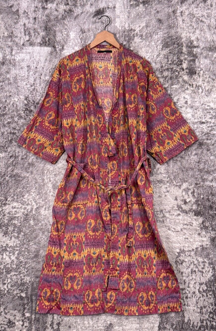 Peruvian Connection Robe Small Womens Colorful Kimono Sleeve Duster